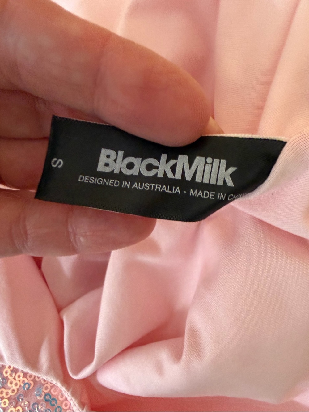BlackMilk Sparkle Sparkle Blush Iridescent Sequin Skater Dress S *FLAWS/READ* - Picture 10 of 16